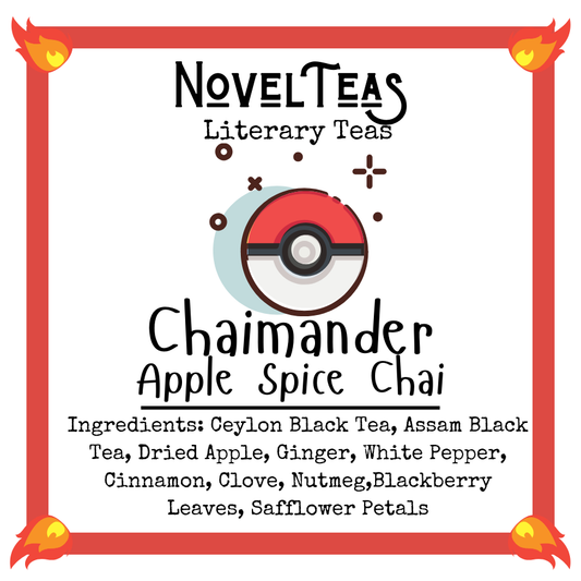 Chaimander Tea front label with a pokeball on it